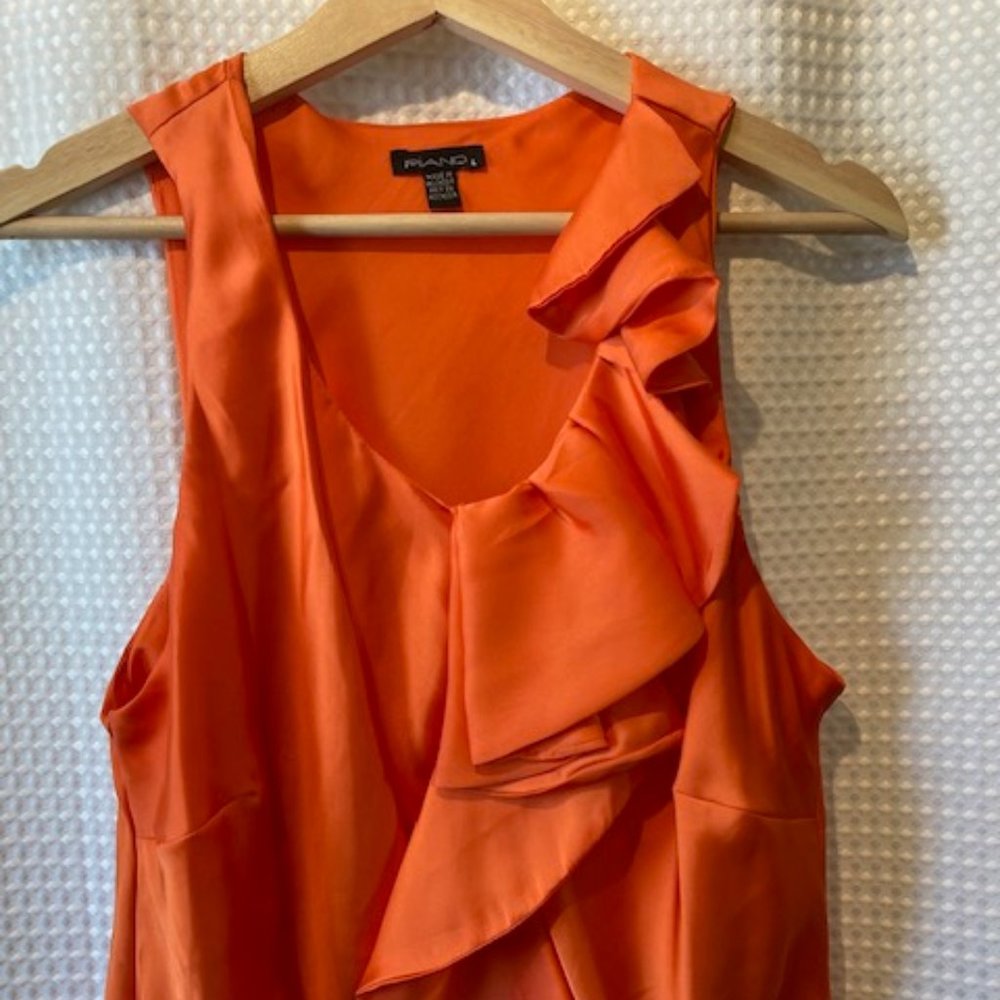 Sleeveless Orange Top with Ruffle on one side